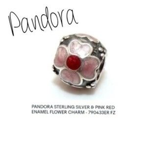 Pandora Pink Daisy Flower Enamel Red Charm 925 Sterling Silver 790433